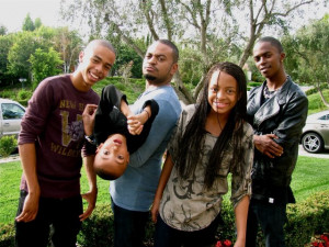 Chris Stokes with his four children. From left Miko, Stinky, Chris ...