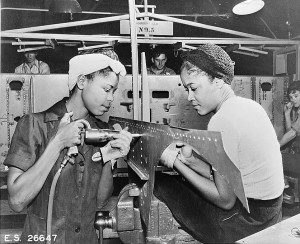 airplane factory with a team of white workers before the war scenes ...