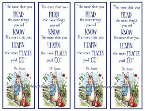 Kids Instant Printable Bookmarks, Beatrix Potter Peter Rabbit, Quote ...