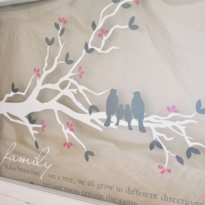 Personalized Family Tree Branch with Quote- Floating Frame Vinyl Art ...