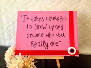 Inspirational Quote on Pink Canvas with Red Ribbons and Buttons