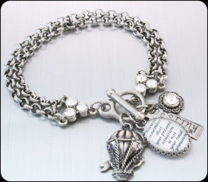 Quote Bracelet, Inspirational Jewelry, Silver Charm Bracelet