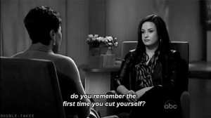 gif Demi Lovato text depressed depression sad TV b&w cut bw cry ana ed ...