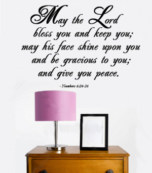 ... Wall Decal - May the Lord Bless You Keep You - VINYL WALL QUOTE
