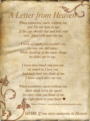 Letter from heaven Happy Birthday In Heaven Poem