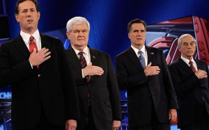 Republican presidential candidates Rick Santorum, Newt Gingrich, Mitt ...