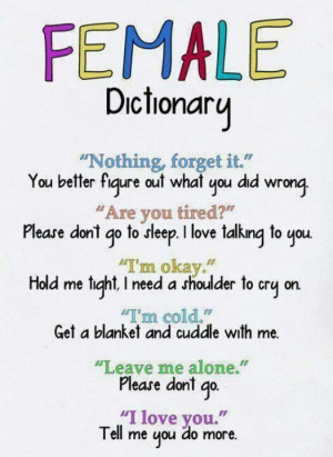 Woman translation guide for men.