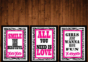 8x11-HOT-PINK-Zebra-ALL-YOU-NEED-IS-LOVE-Quote-Wall-mural-Decor-Art ...