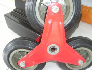 Stair climbing hand sack truck wheels with triangle rim