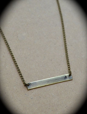 Bronze Bar Necklace - Single Initial or Short Quote Handstamped ...
