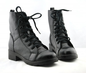 leather cool black punk military army knight lace up short boots shoes