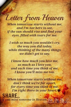 Missing someone in Heaven