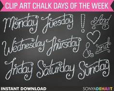 Clip Art Chalk Titles Days Of The Week product from SonyaDeHartDesign ...