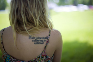 blonde, girl, ink, inked, quote, tattoo