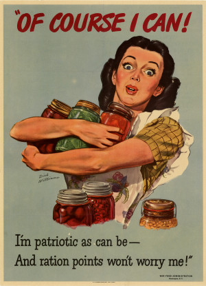 the poster text; image by American artist Dick Williams of a Woman ...