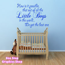 BEST LITTLE BOY WALL ART QUOTE STICKER - BABY KIDS BOY BEDROOM DECAL