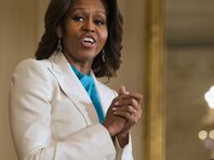 First lady Michelle Obama speaks in the East Room of the White House ...