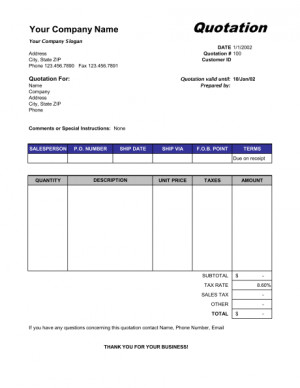 ... quote to customers specifying price, quantity, and other information