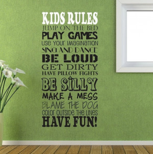 Wall Decal - Kids Rules - Wall vinyl sayings - Kids Room. $21.99, via ...