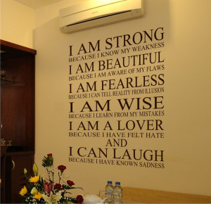 Details about I AM STRONG WALL STICKER QUOTE ART Bathroom Kitchen ...