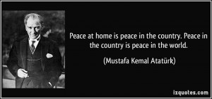 ... Peace in the country is peace in the world. - Mustafa Kemal Atatürk