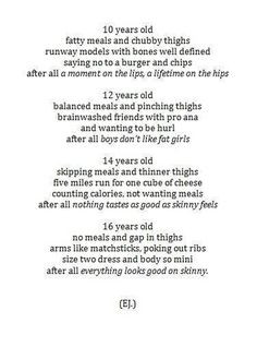god... This is exactly how it went for me. I've had an eating disorder ...