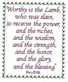 Worthy is the Lamb Bible Verse Cross Stitch by flowergardens, $3.00 ...