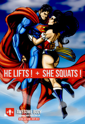 he lifts she squats superman wonder woman he lifts she squats