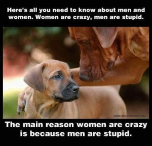 ... crazy and men are stupid and the main reason men are stupid is because
