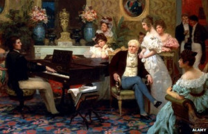 Chopin Playing the Piano in Prince Radziwill's Salon, 1887. Artist ...