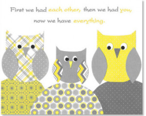 gray and ye llow owl nursery print kids room decor owl nursery quote ...