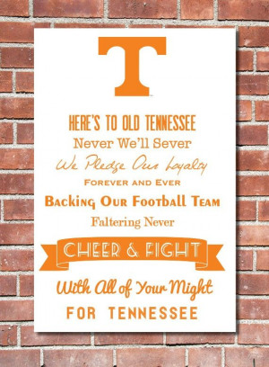 12 x 16 University of Tennessee Fight Song Poster by Design1985, $15 ...