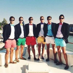 Jackets, bow ties, chubbies and sperrys. Essential prep man.