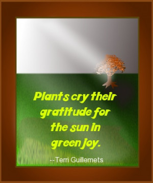 ... cry their gratitude for the sun in green joy. #quote Terri Guillemets