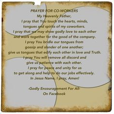 ... for co workers employment stuff god truths prayer for co workers