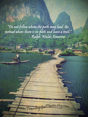art print quotes travel photography green blue water mountains China ...