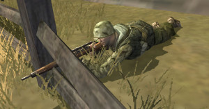 An American Sniper, ready to fire