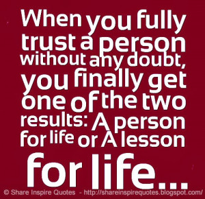 results a person for life or a lesson for life