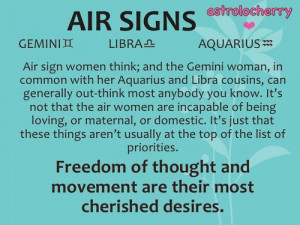 Air Signs Gemini, Libra and Aquarius