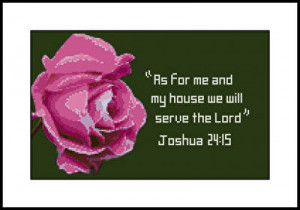 cross stitch pattern Rose with Joshua 24:15