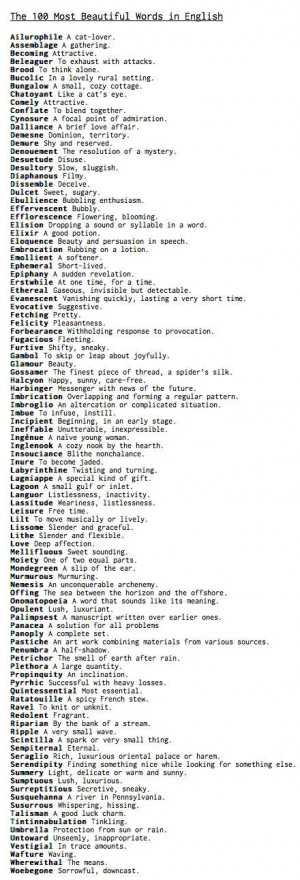 The 100 Most Beautiful Words in the English Language – Dr. Robert ...