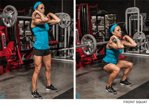 barbell across your shoulders in front of the body, the front squat ...