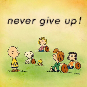 , Charlie Brown and friends, Snoopie, game, playing, never give up ...