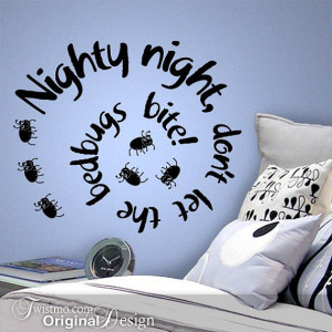 Kids Wall Decal - Nighty Night Don't Let the Bedbugs Bite, Childrens ...