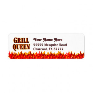 Grill Queen BBQ Slogan Custom Return Address Label