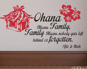 Ohana Means Family Wall Decal Grils Boys Bedroom Nursery Playroom ...