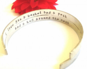 cuff, bracelet, personalized bracelets, i love you a bushel and a peck ...