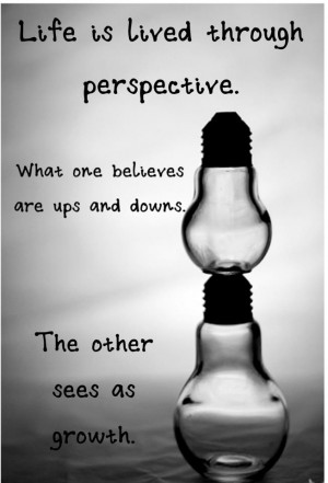 Life is lived through perspective what one believes are ups and down ...