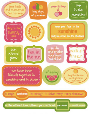 ... Summer Collection - 3 Dimensional Stickers - Pop Art Accents - Quotes