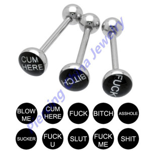 Piercing China 10pcs Sexy Black Logo Tongue rings, 316l Surgical Steel ...